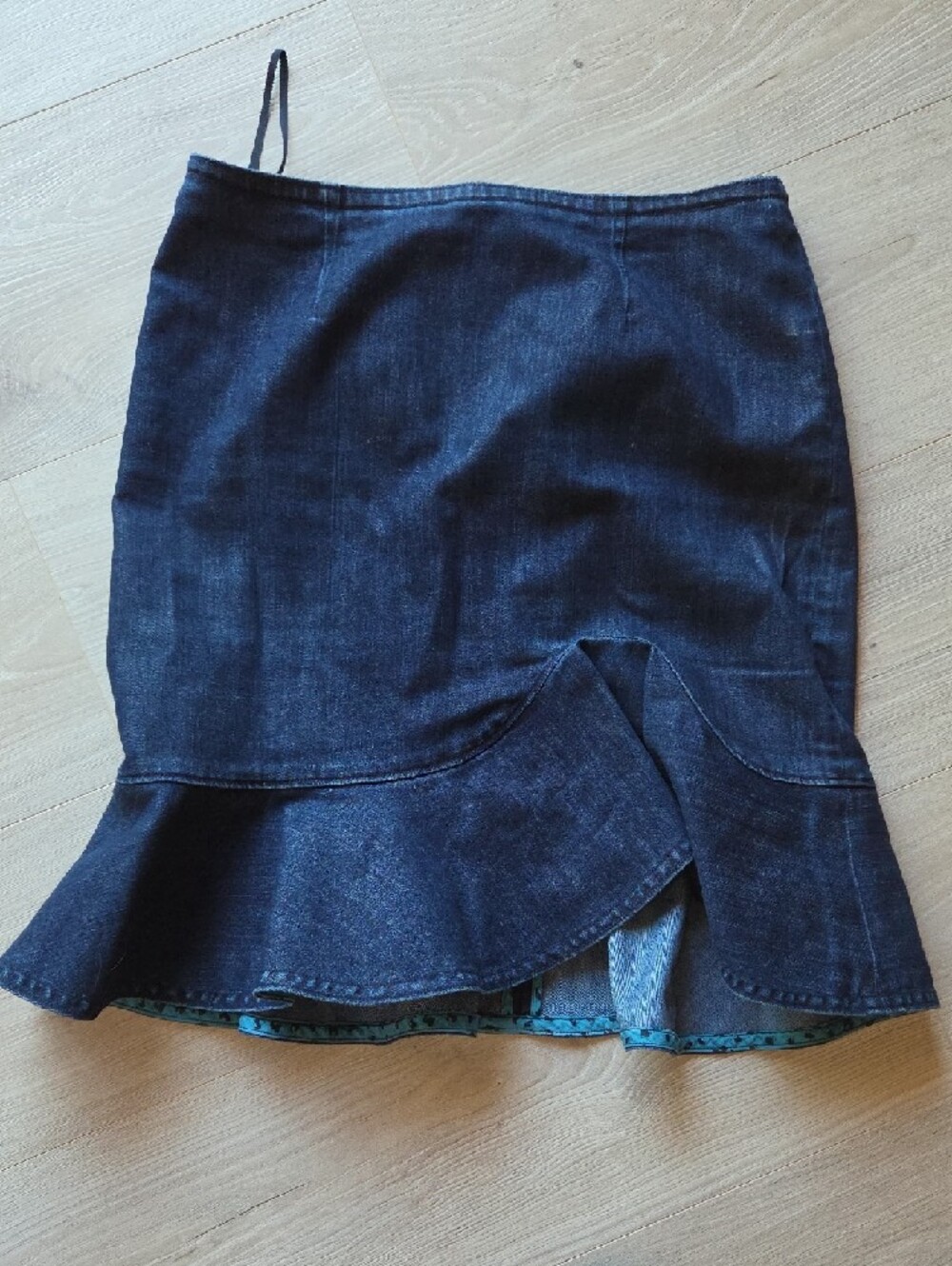 Dark Blue Denim Ruffle Hem Skirt - Women - Picture 7 of 8